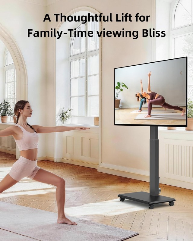 Mobile Electric Height Adjustable TV Stand for 32-75 Inch TVs, 176 lbs Capacity gallery