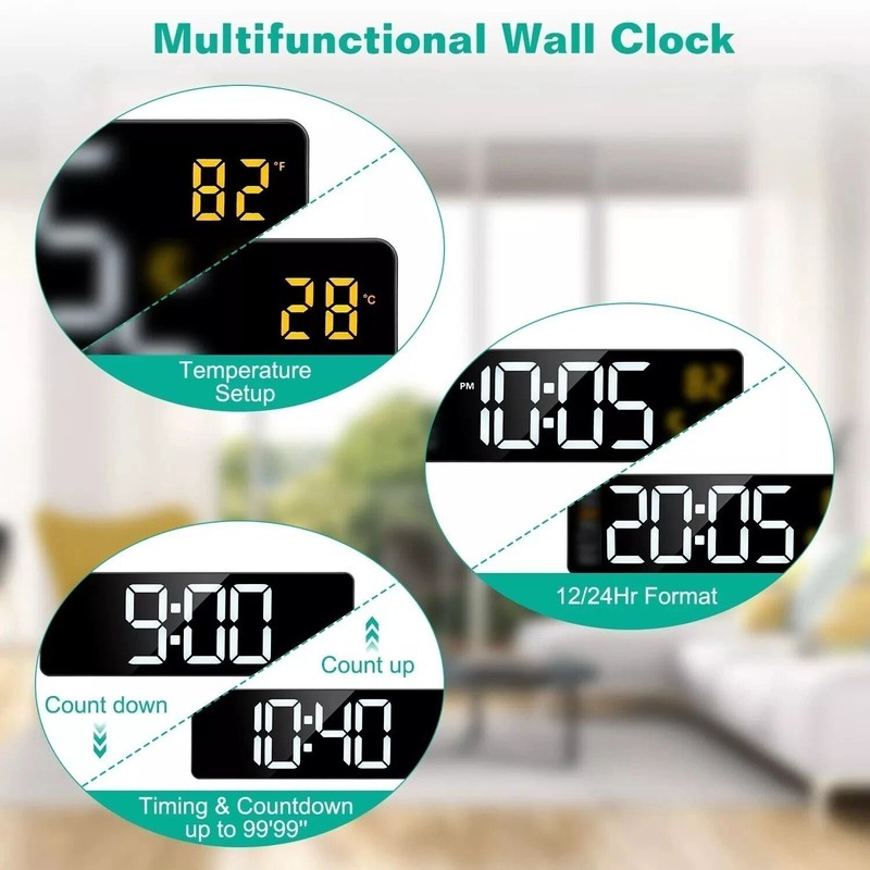 16" Large Digital Wall Clock with Remote, Large Display LED Wall Clock Timer US gallery