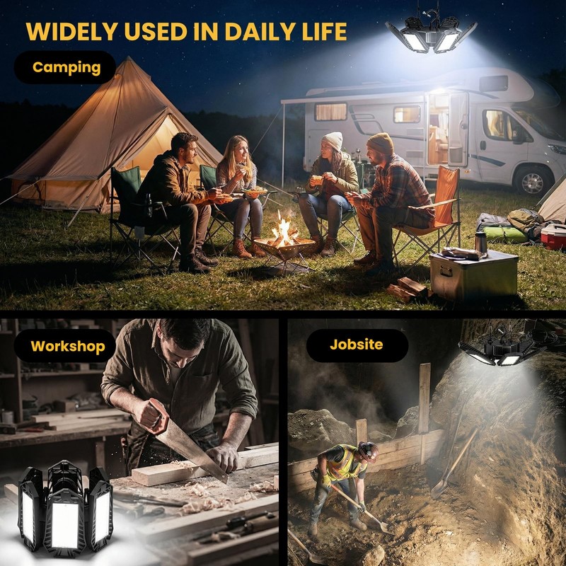 68W LED Work Light - 6800LM Deformable Ceiling Flood Light, USB & Type-C, Garage gallery