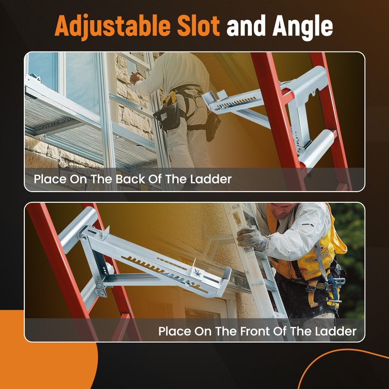 2-Piece Ladder Work Bracket 440lbs Load Capacity 20in Platform Adjustable Steel gallery