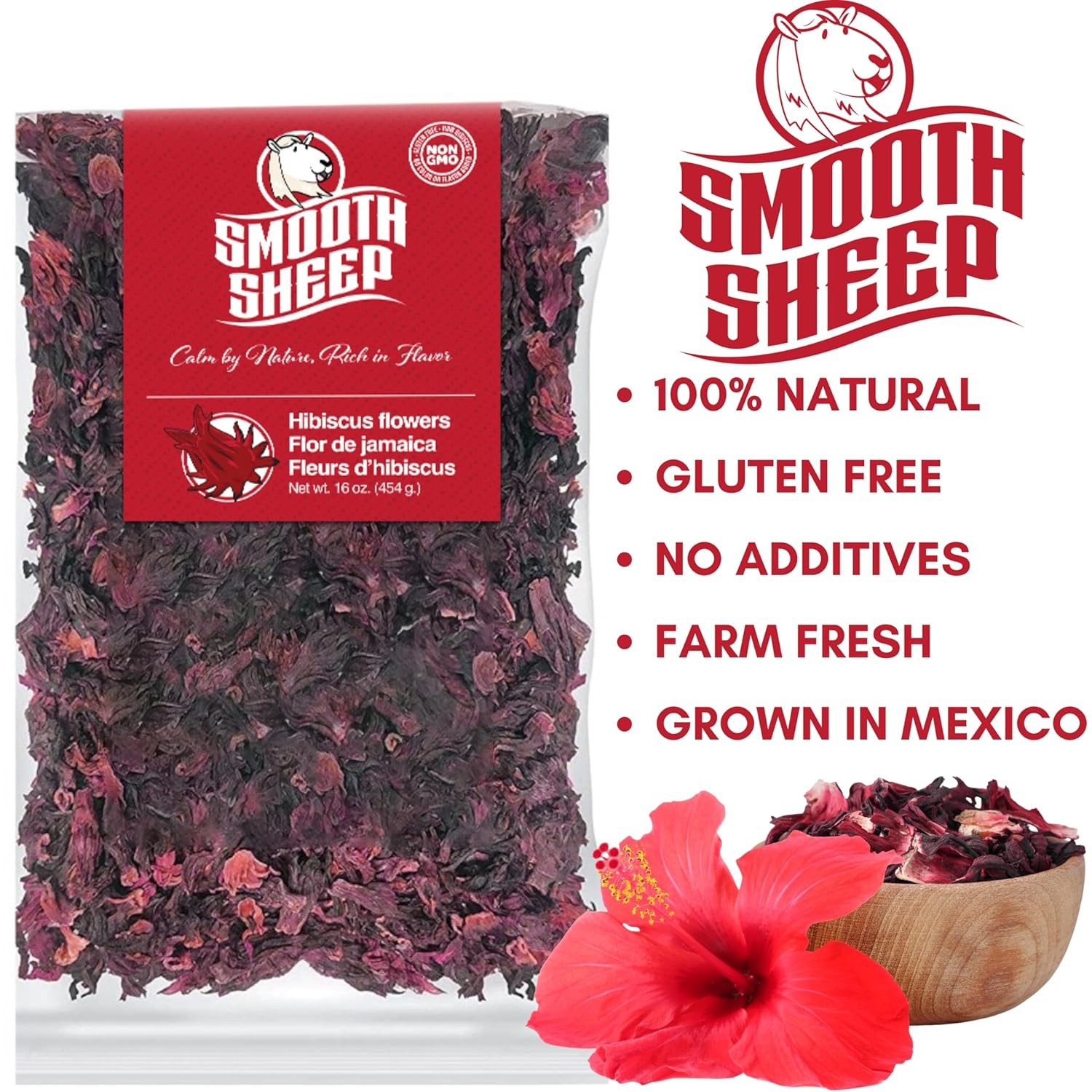 Smooth Sheep 1 LB 100% Premium Dried Hibiscus Flowers Tea,Jaimaica Tea gallery