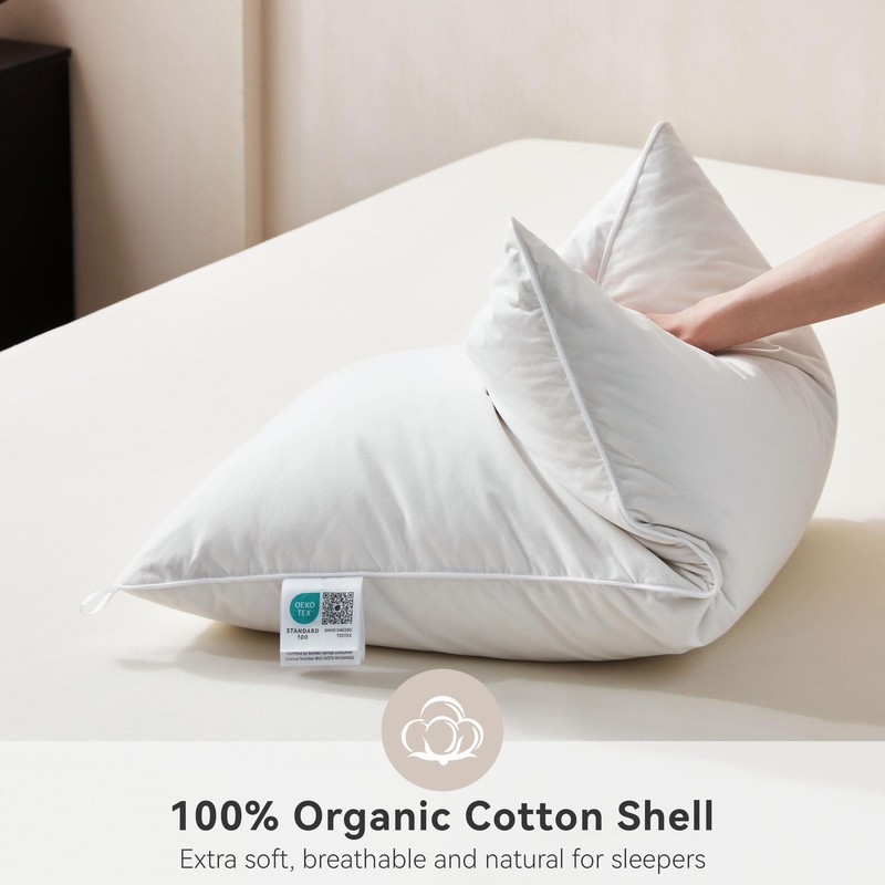 Saisier Goose Feather Down Pillows Standard Size Set of 1, Soft Pillows with ... gallery