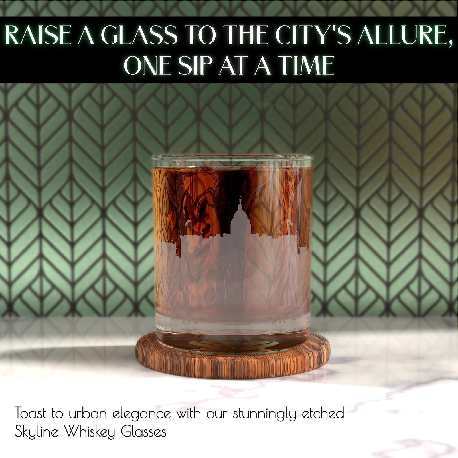 Greenline Goods Skyline Etched Washington, DC Whiskey Glasses (Set of 2) | Ol... gallery