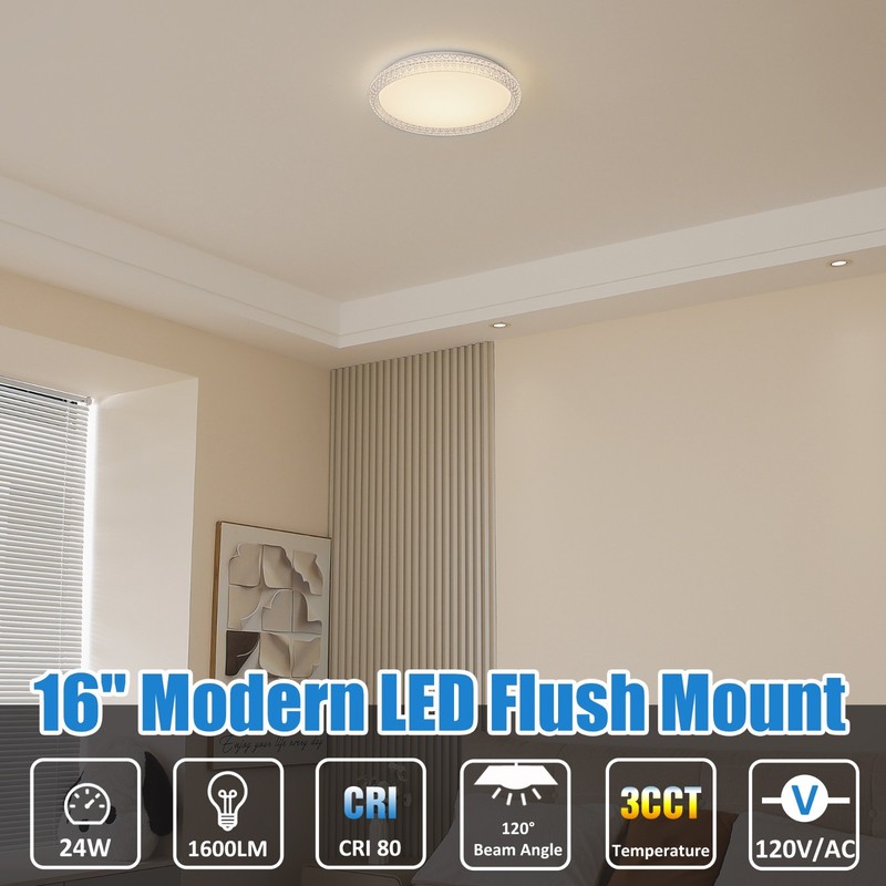 16 Inch Flush Mount LED Ceiling Light, 3 Color Temperatures, For Living Room gallery
