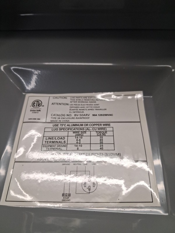 Intertek Outlet Panel 50A 125/250vac gallery