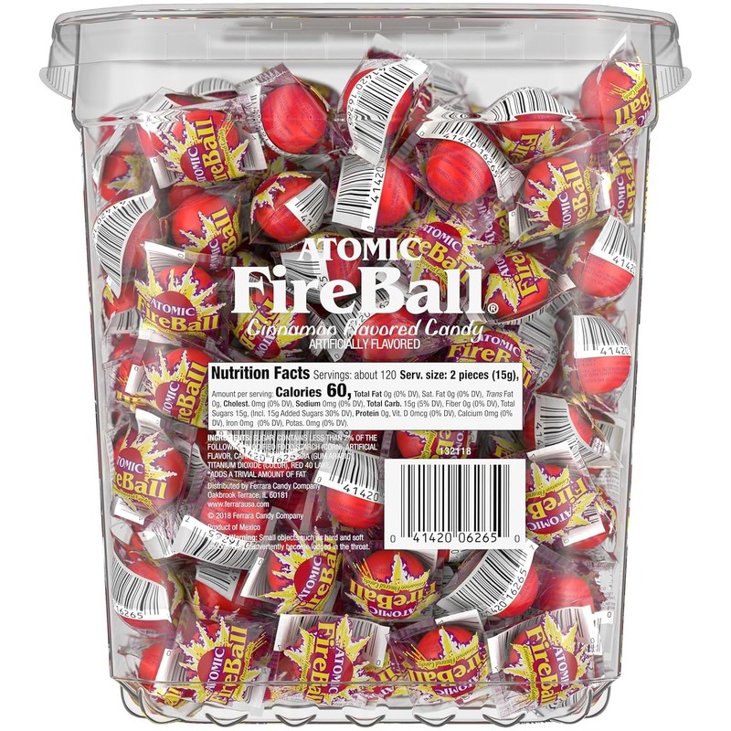 Wonka Atomic Fireball, Candy, Cinnamon Flavor, Individually Wrapped, 7.5 g (240 gallery