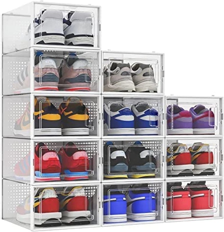 Durable 12 Pack Clear Stackable Shoe Storage for All Rooms - Organize with Ease gallery