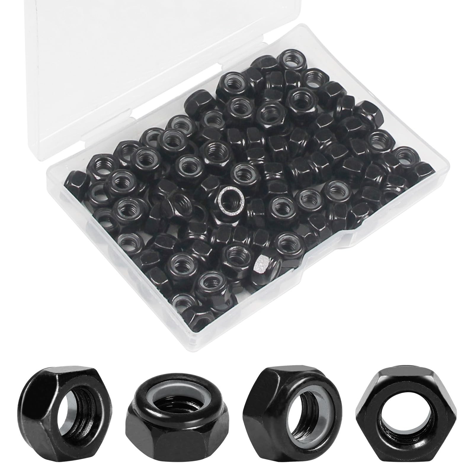Yinpecly 100Pcs M6 x 1.0mm Nylon Insert Hex Lock Nuts M6; 100pcs, Black gallery