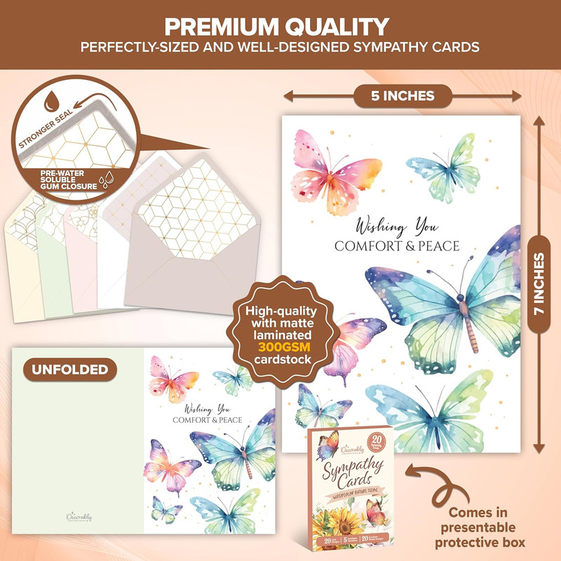 20 Pack Foiled and Glittery 5X7In Textured Box of Sympathy Cards with Envelopes gallery