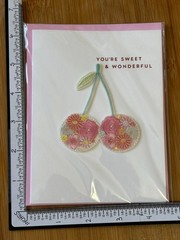 Papyrus Greeting Card Note Blank Birthday Any Occasion Cherries Floral Cherry