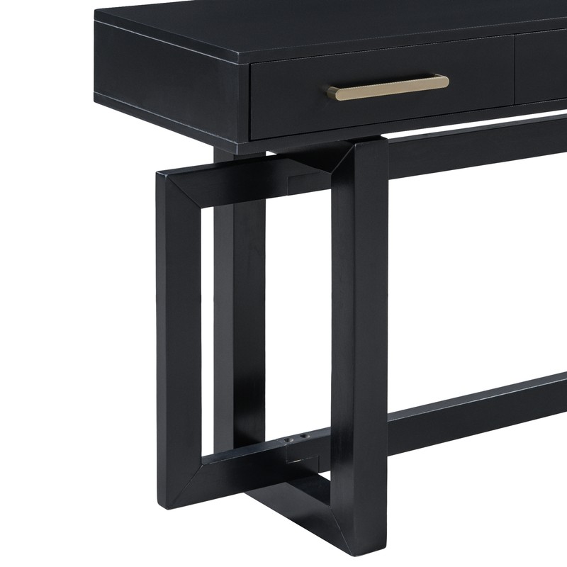 57" Modern Console Table with Geometric Interlocked Base and 3 Storage Drawers gallery