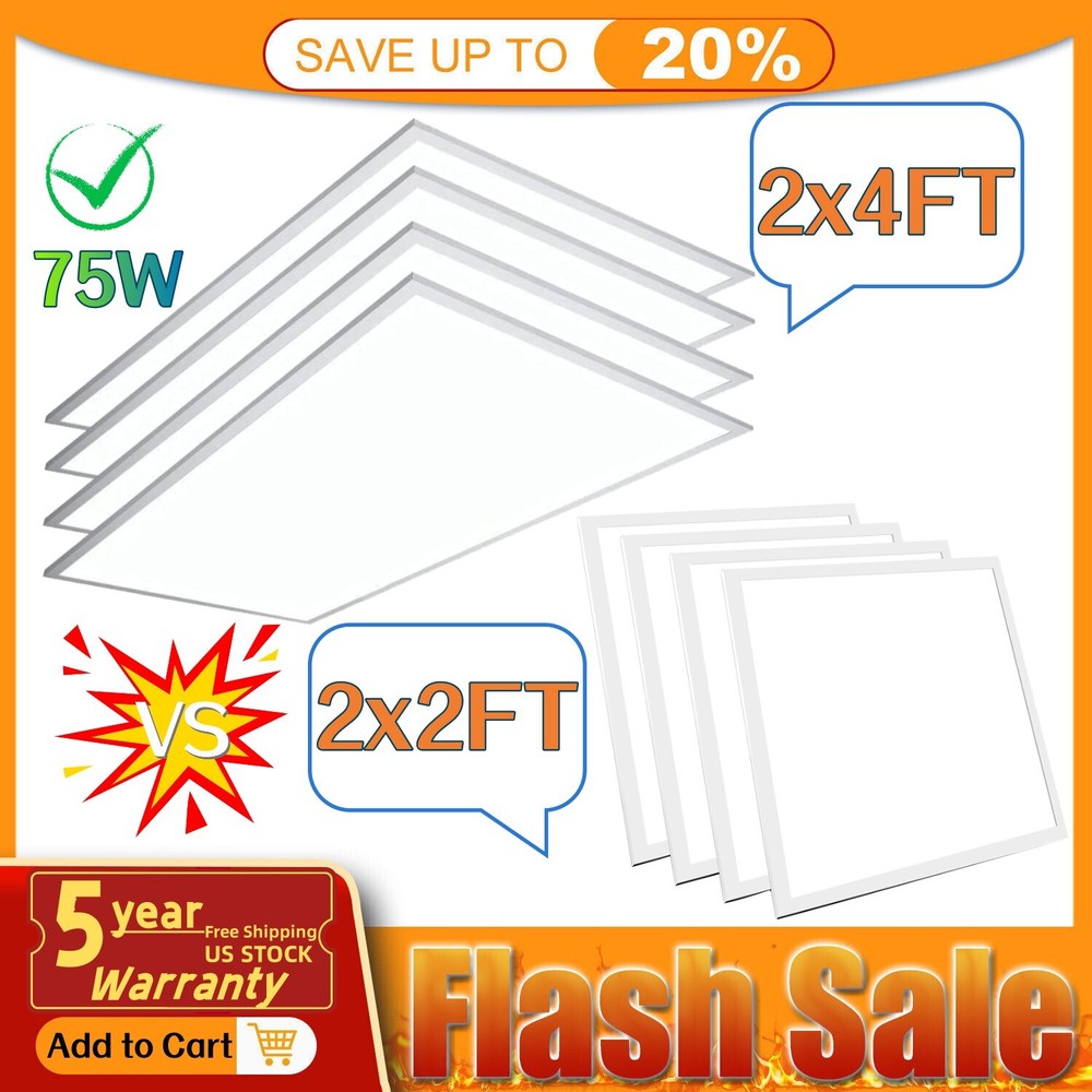 2x2 Led Flat Panel Light - 45W 5400LM LED Drop Ceiling Lights Fixture - 2X4 75W