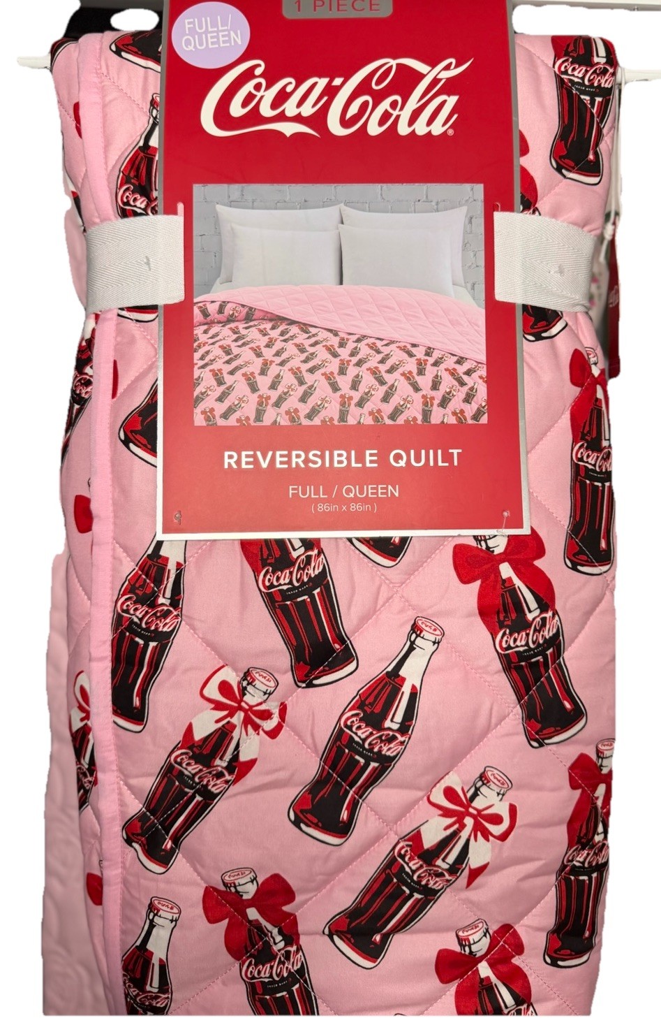 Pink Bow Vintage Style Coca-Cola Bottle QUILT FULL / QUEEN RARE Bedding Coke gallery