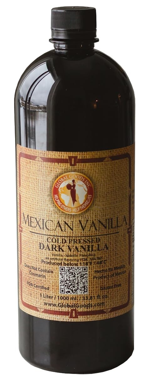 Global Goods - Pure Dark Mexican Vanilla Extract (Dark, 1 liter, 33.81 fl oz) gallery