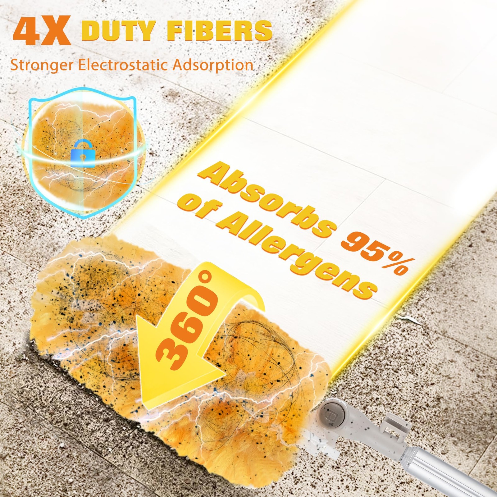6 ft Extendable Duster Handle with 20 Pcs 360° Heavy Duty Refills Kit gallery