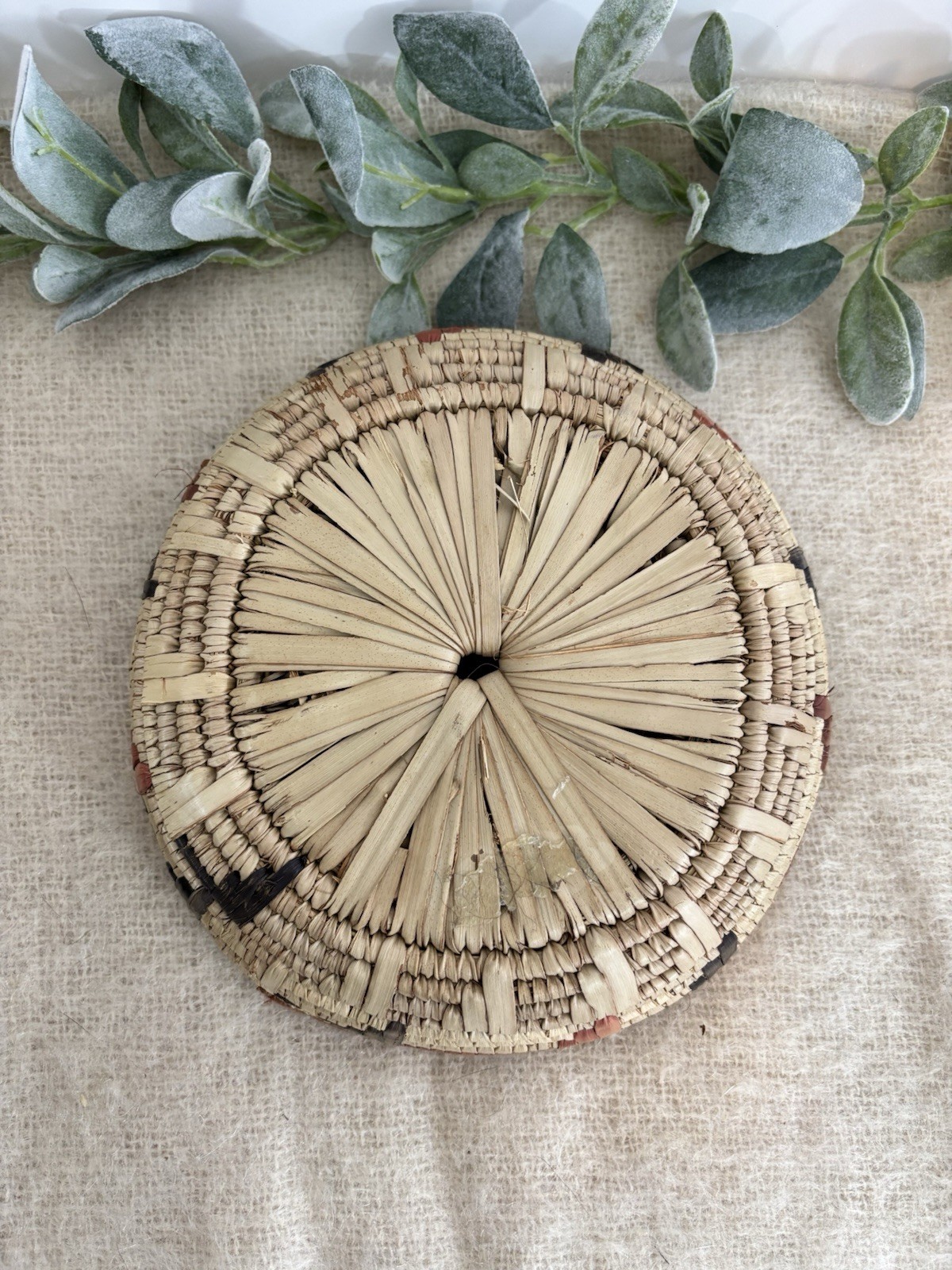 Woven Basket Small Wall Hanging Tan Brown Orange Display Fruit Decor Catchall gallery