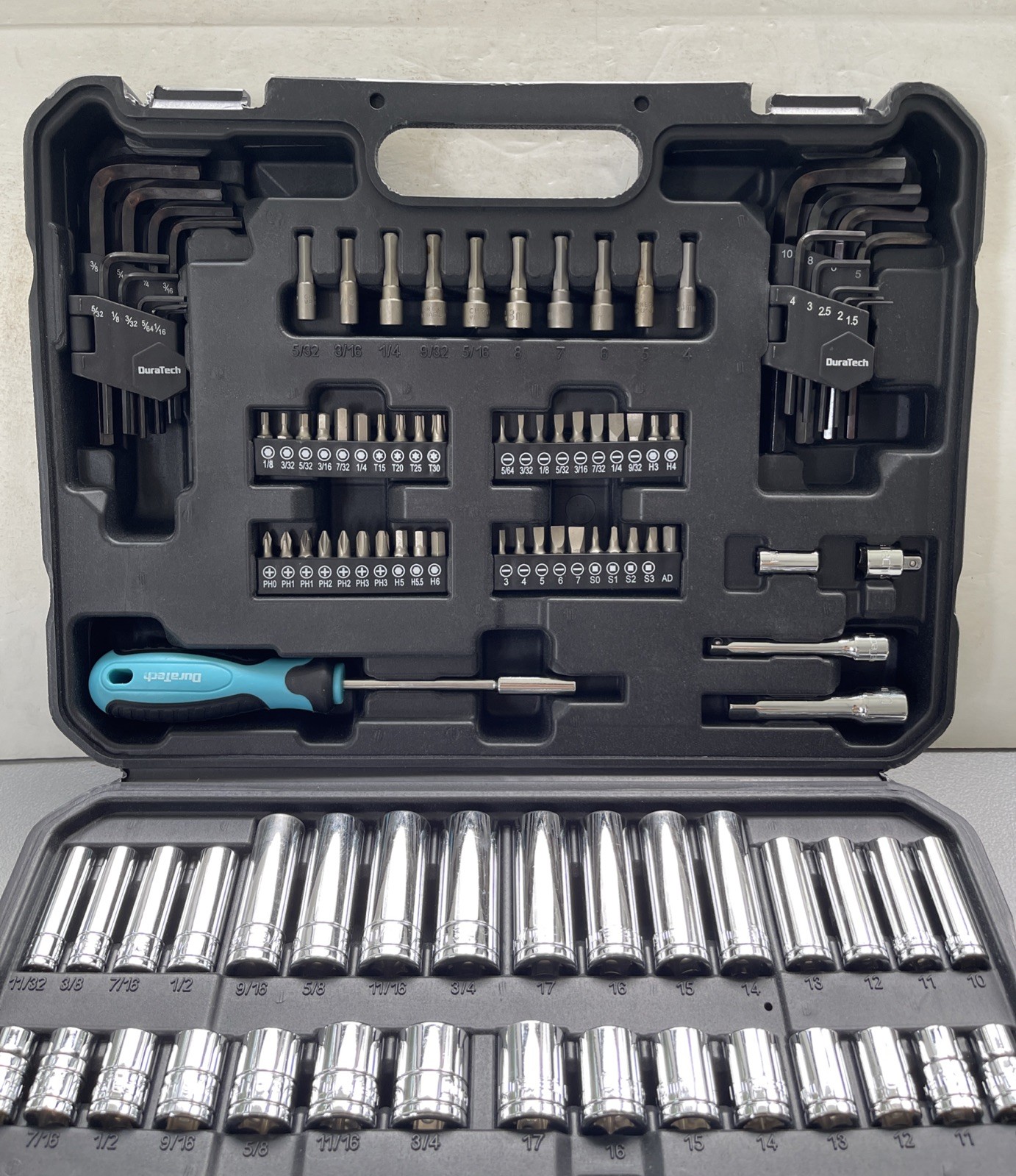 DuraTech 121 Mechanics Tool Set SAE & Metric 1/4” Drive & 3/8” Drive w/ Case gallery