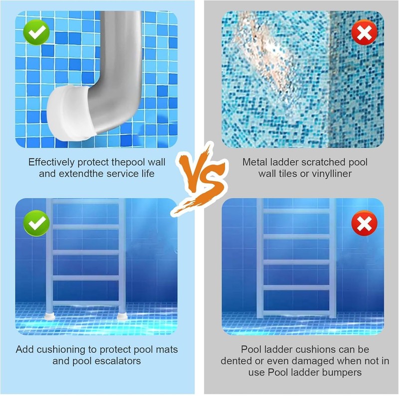 2 Pack Pool Ladder Bumpers Rubber End Caps for 1.9" Tubing Protects Pool Liner gallery