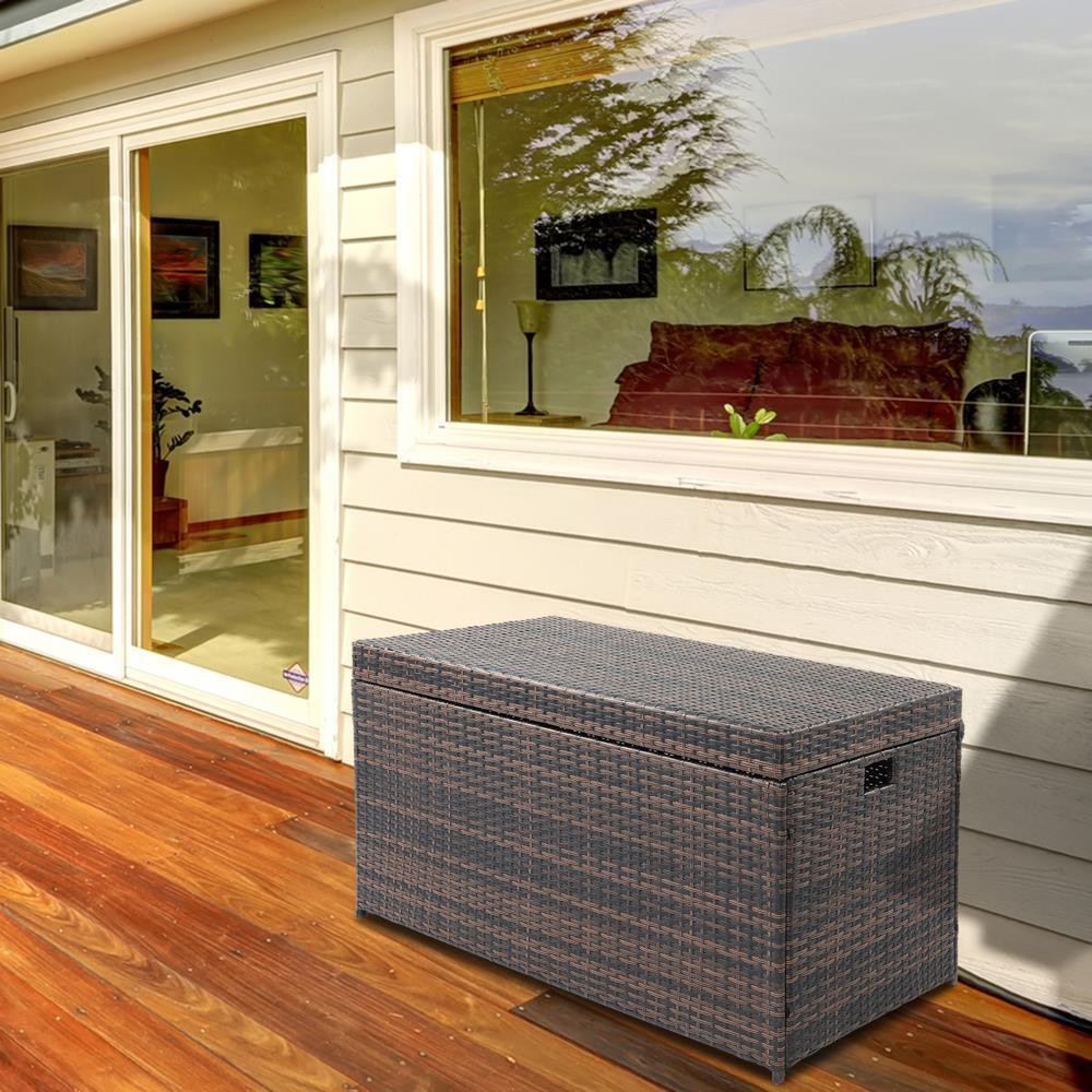 132Gal Resin Deck Box Outdoor Storage Box Waterproof Patio Pool Garden Furniture gallery