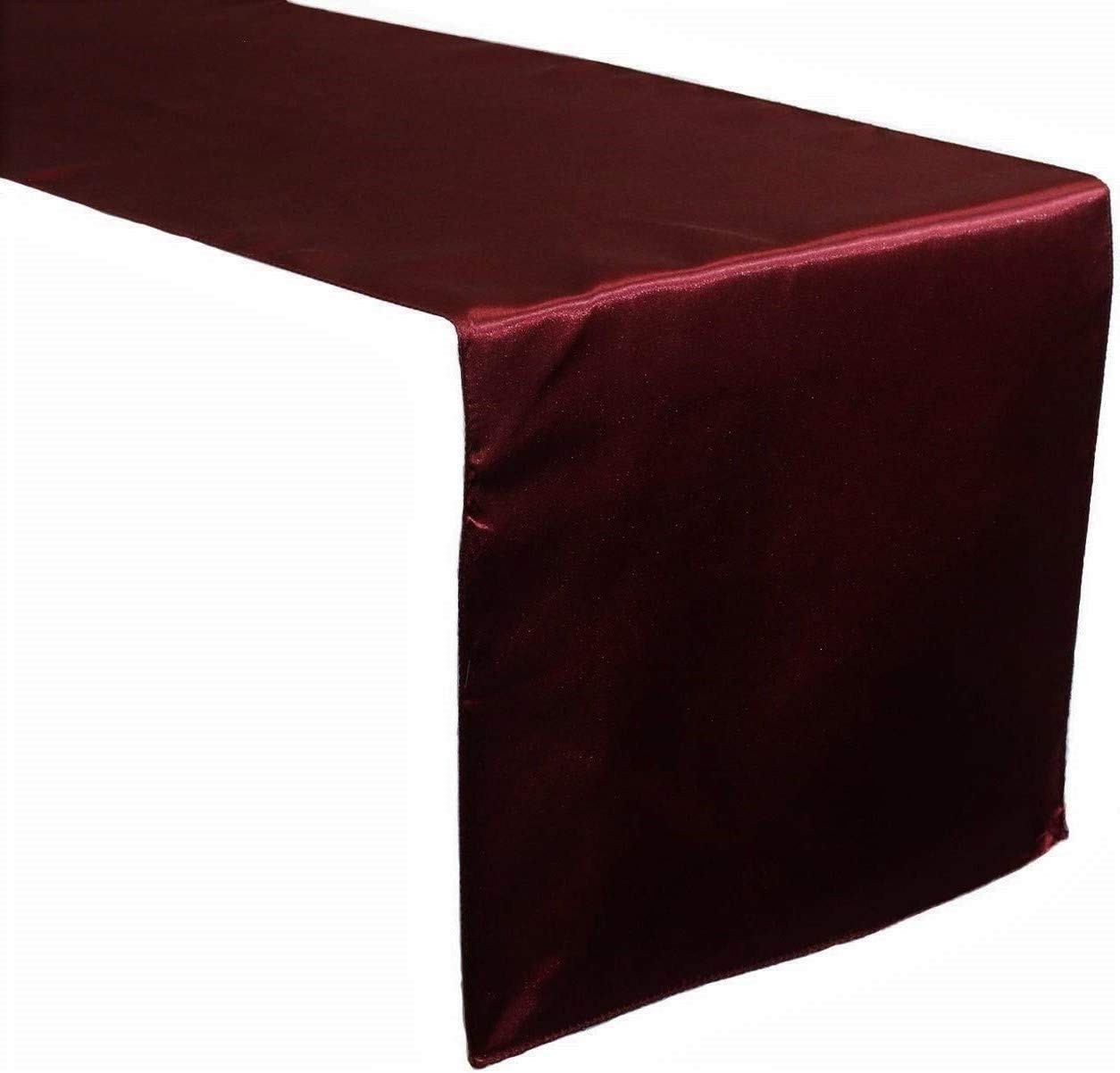 5 PCS Satin Table Runner Wedding Banquet Decoration 12x108 Inch Burgundy gallery