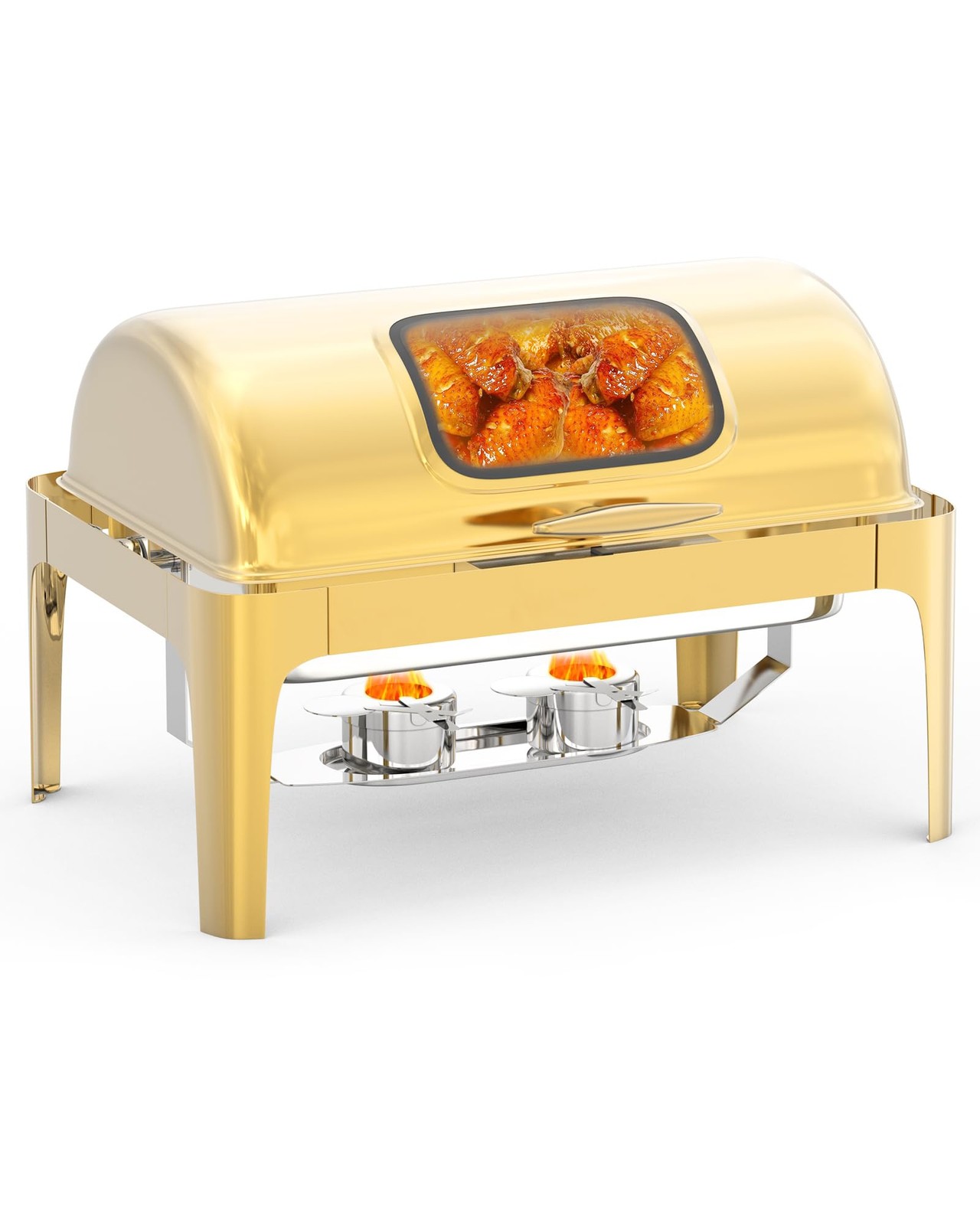 Roll Top Chafing Dish for Buffet, 9QT Retangle Stainless Steel Food Warmer Se... gallery