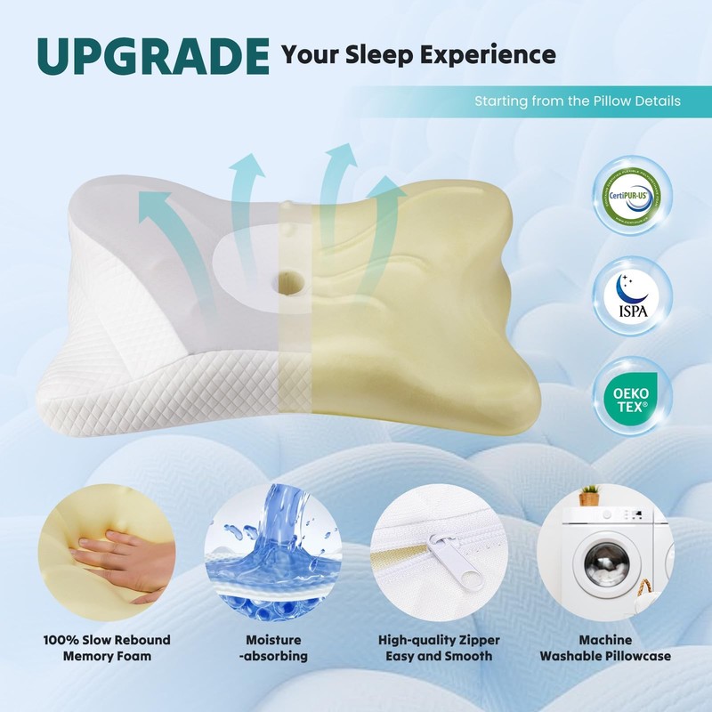 Ergonomic Cervical Memory Foam Neck Pillow Cooling Orthopedic Support Queen gallery
