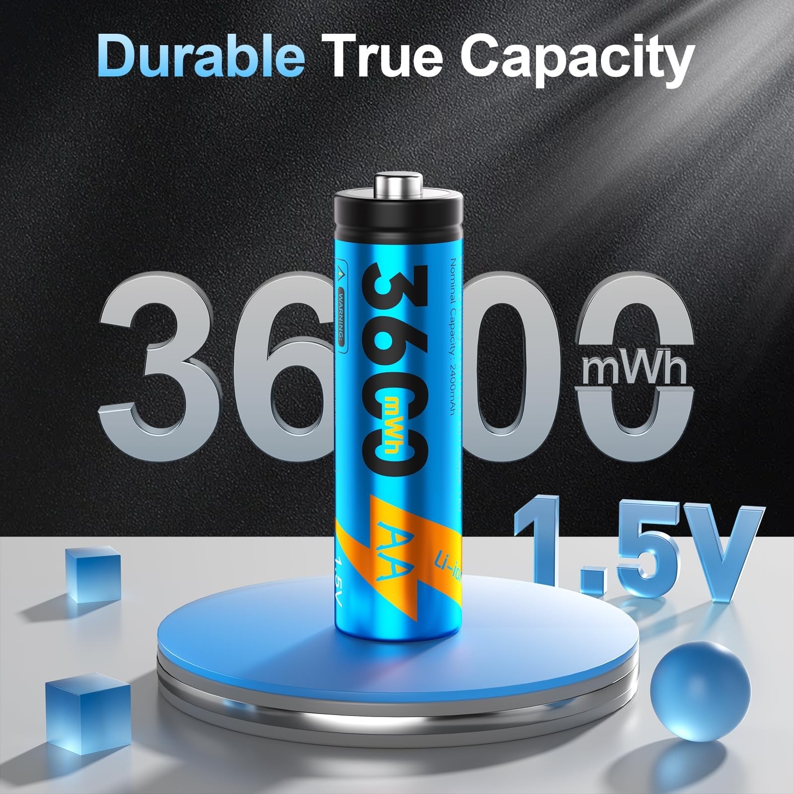 Rechargeable Lithium AA Batteries 12-Pack with 12-Slot Smart Charger, 3600mWh... gallery