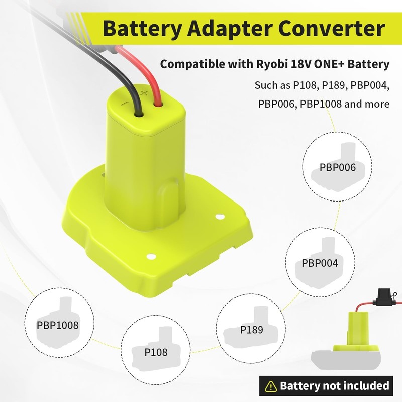 Adapter Compatible with Ryobi 18V Battery Conversion Kit Including Fuses ,2 Pack gallery
