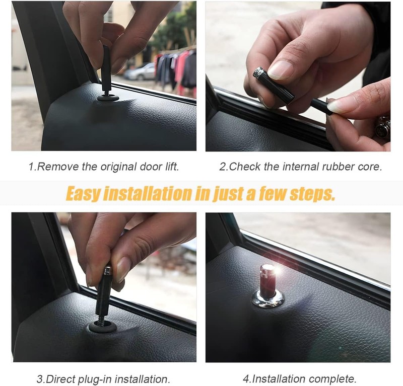 Moly Magnolia 4PCS Car Door Lock Knobs, American Flag Carbon Fiber Door Lock Pin gallery