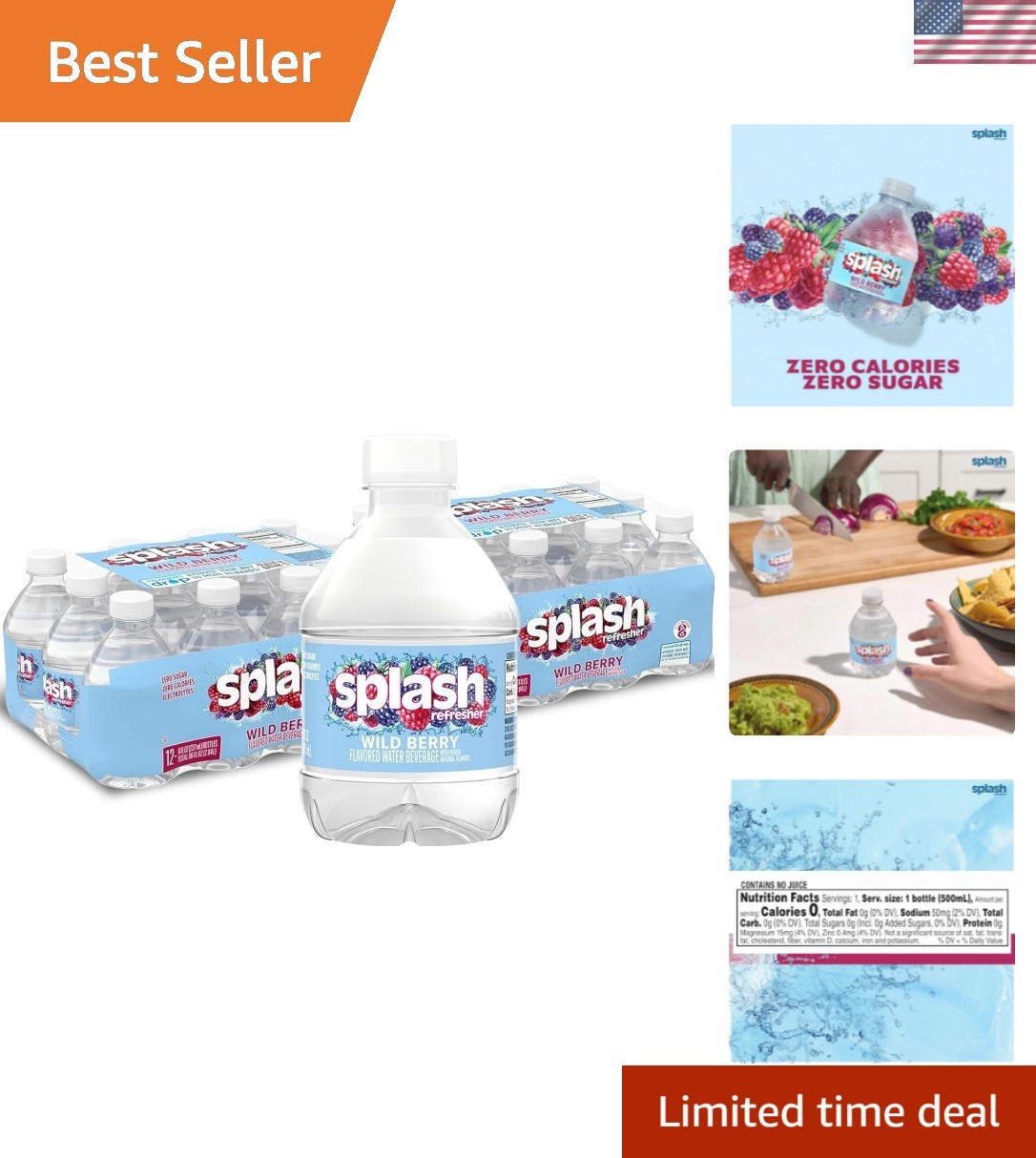 Splash Blast Wild Berry Water Beverage - 24 Count, 8 Fl Oz Plastic Bottles gallery