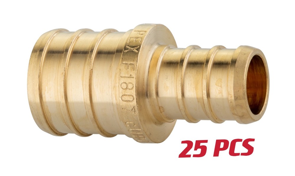EFIELD 25 PCS 3/4" X 1/2" PEX FITTING STRAIGHT REDUCING COUPLING, LEAD FREE