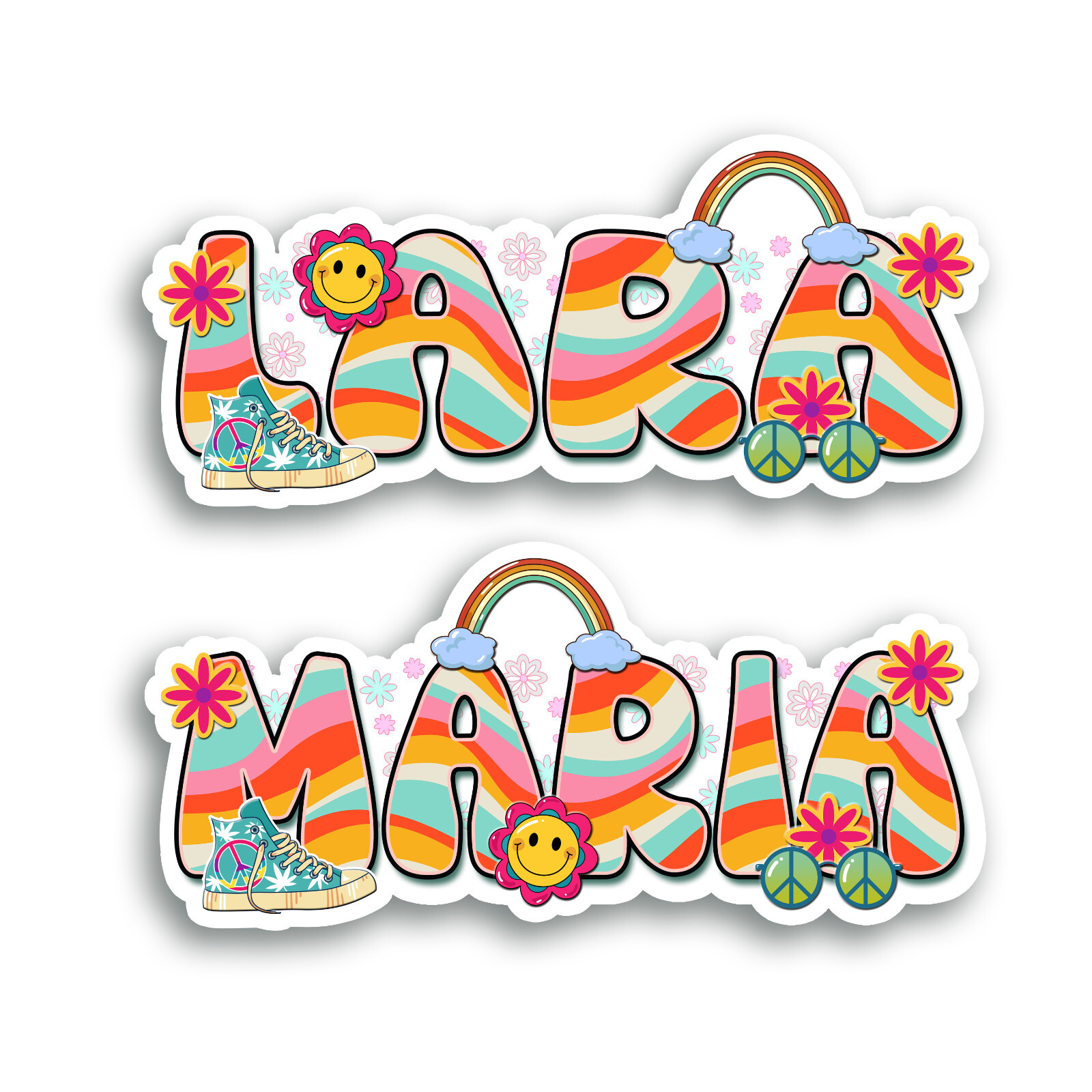Custom Name Sticker, Retro Hippie Groovy, Aesthetic Personalized Decal gallery
