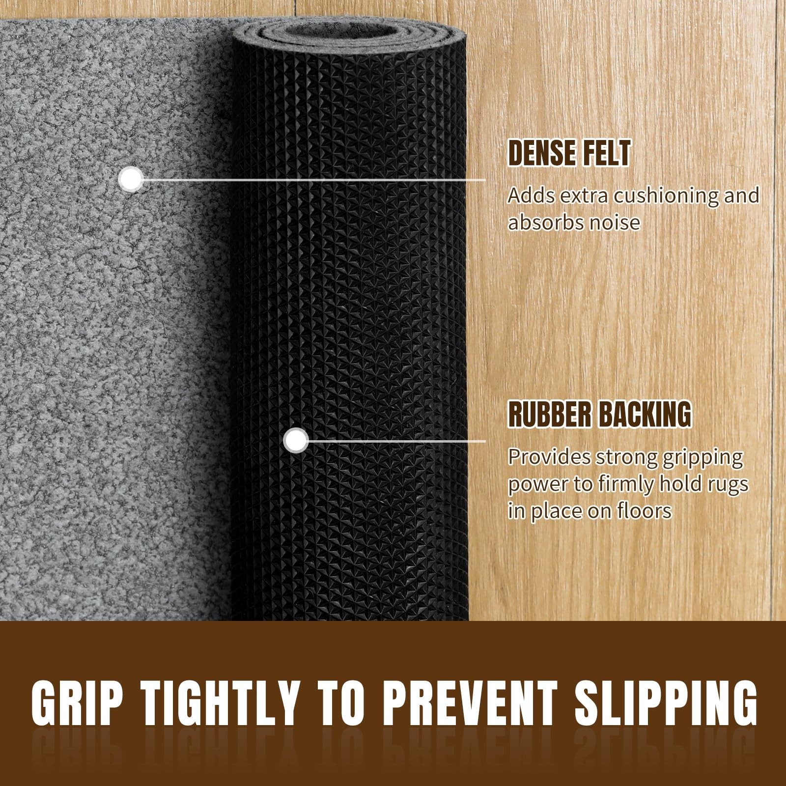 Non Slip Rug Pad, 2' x 3', 1/8" Thick Felt and Rubber Protective Padding - Lo... gallery