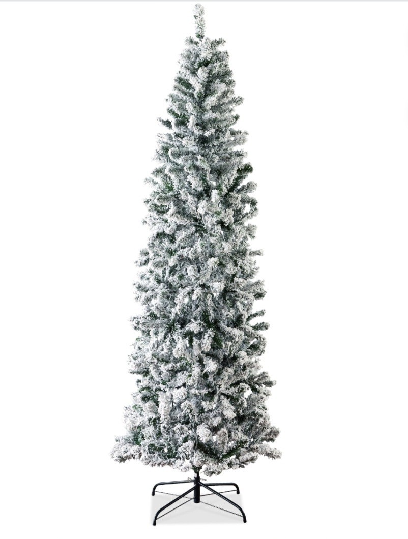 Snow Christmas Tree 6' ft. Flocking Slim Pencil Artificial Holiday Decor 🎄 gallery