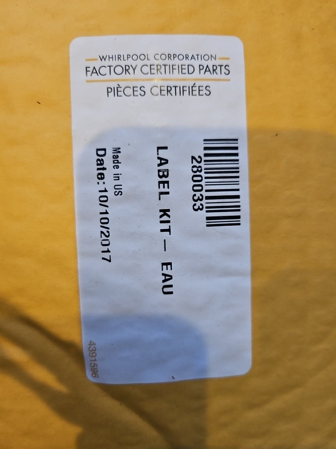 ☆Many Part #s See Specifics☆ 280033 GENUINE OEM WHIRLPOOL label kit -B53 gallery