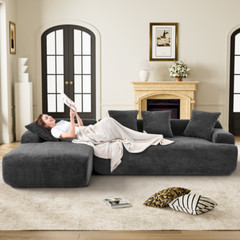 Modern 105.5″ Modular Cloud Sectional Upholstered Sofa Couch with L-Shape Chaise