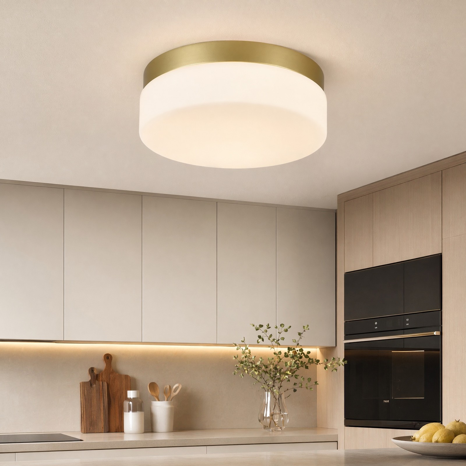 12 in Glass Flush Mount Modern Gold 24W 5CCT Dimmable LED Ceiling Light Fixture gallery