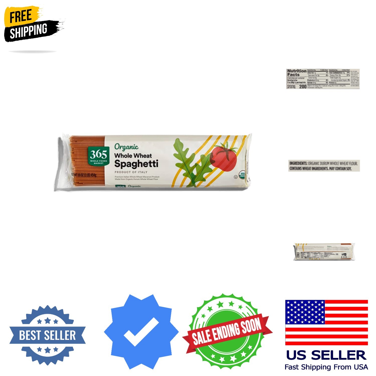 Organic Whole Wheat Spaghetti, 16 Ounce gallery