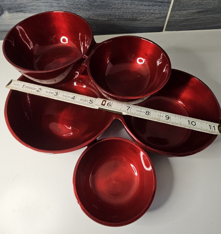 Godinger Silver Art Company Ruby Red Enamel on Metal Cluster Serving Bowls gallery