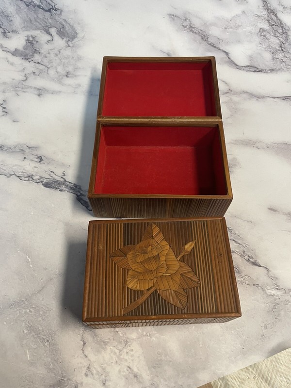 Unique Handmade Wood Nesting Trinket Boxes With Rose Inlays gallery