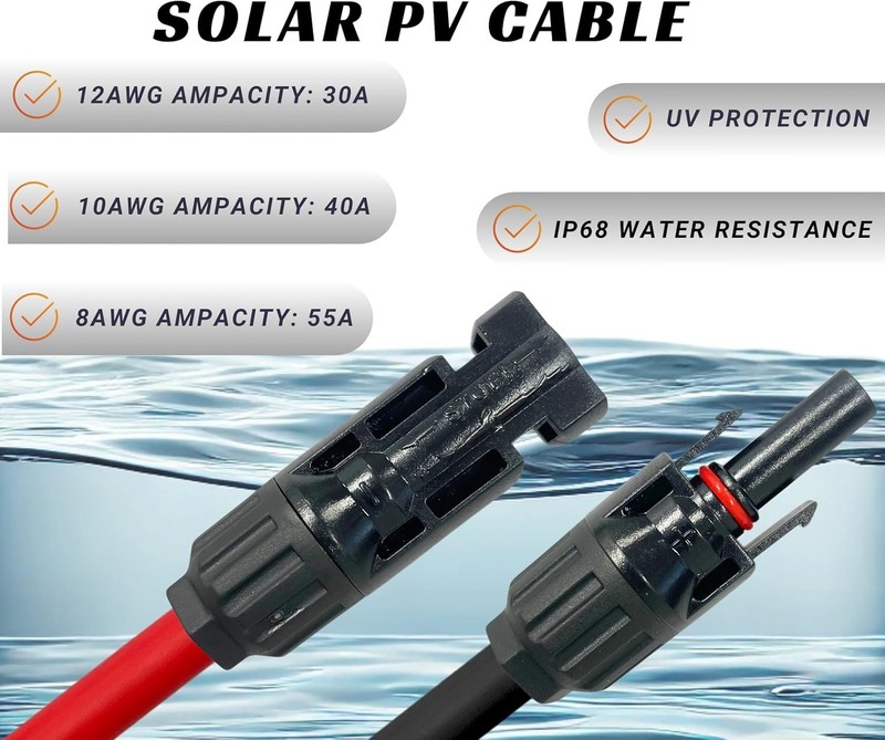 10 AWG Solar Panel Extension Cable 60 Feet - Listed and Weatherproof gallery