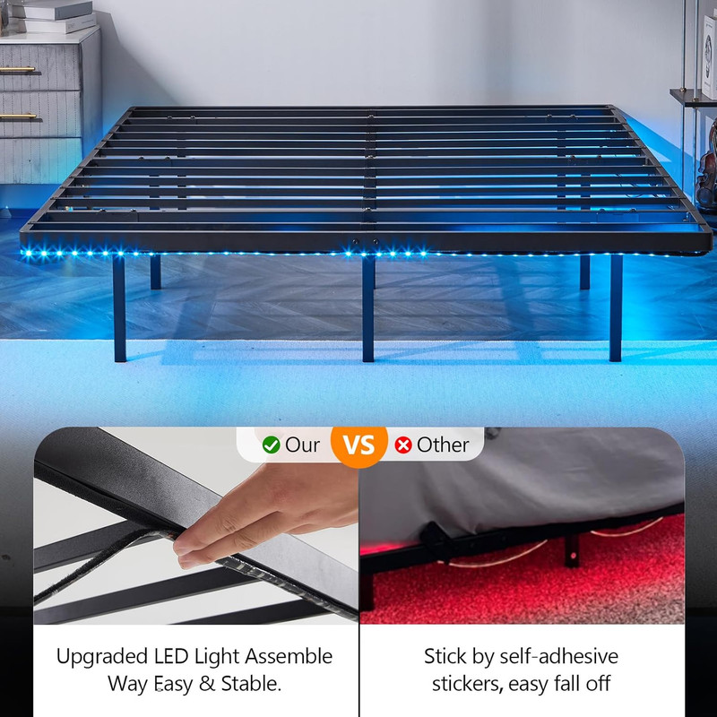 Floating Bed Frame Full Size with Smart LED Lights Heavy Duty Modern Metal gallery