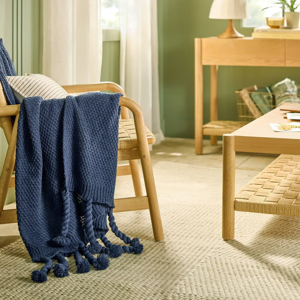 Knit Throw Blanket Blue - Hearth & Hand with Magnolia gallery