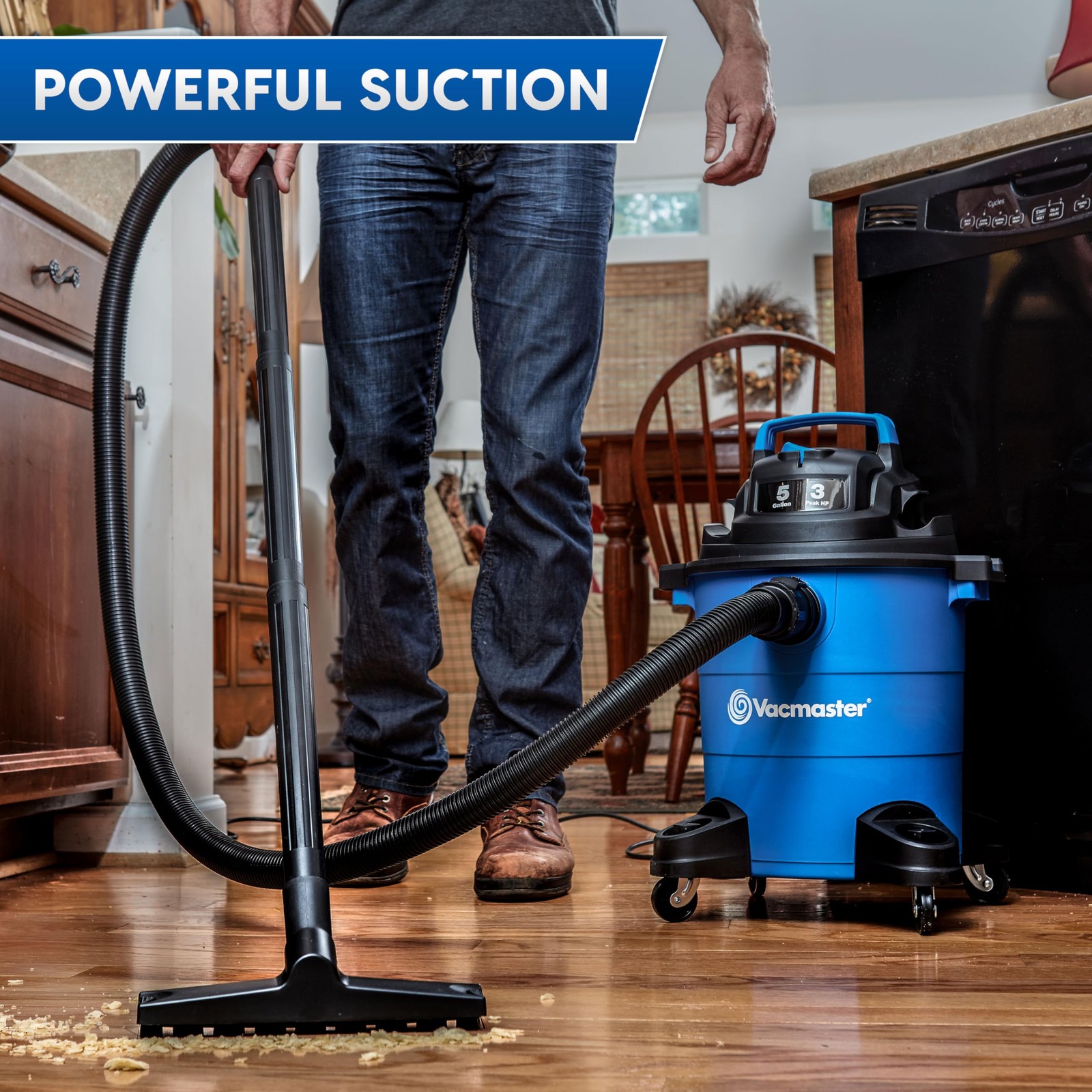 Clean Wet and Dry Messes Fast - Vacmaster 5 Gallon 3 Peak HP Vacuum gallery