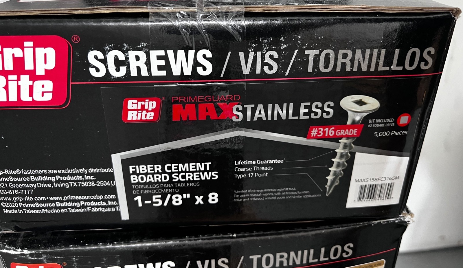 Grip Rite #8 X 1-5/8" Square Drive Wood Screw - 316 SS, 5000 pc box gallery