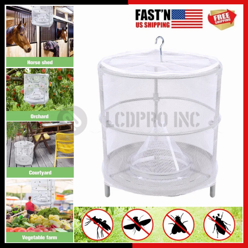 Trap Ranch Fly Cage Reusable Fly Catcher Killer Net Pest Bug Insert Auto Catch gallery