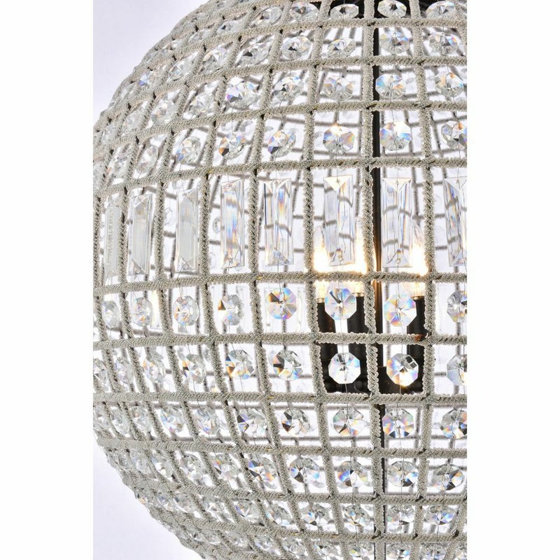 CRYSTAL CHANDELIER DARK BRONZE SPHERE GLOBE DINING ROOM LIGHTING 5 LIGHT 33.5" gallery