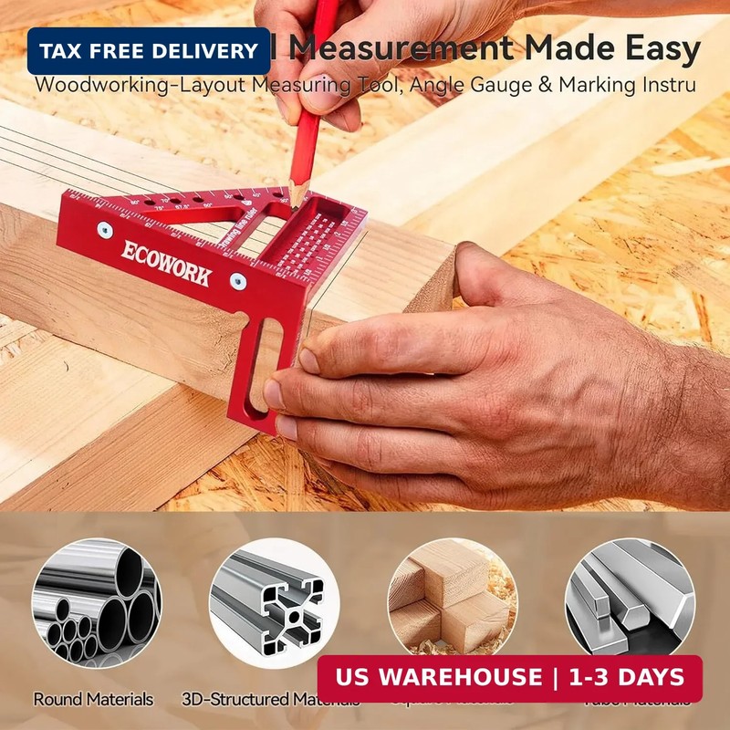 3D Multi-Angle Measuring Ruler Woodworking Square, High Precision Aluminum Alloy gallery