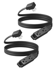 DEWENWILS Flat Plug Extension Cord 6FT, Ultra Thin Power Strip, 3 Outlet, 2 Pack