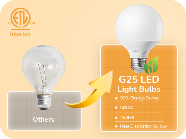 EDISHINE 8 Pack G25 LED Globe Light Bulbs Over Mirror, Makeup Round Light Bulbs gallery